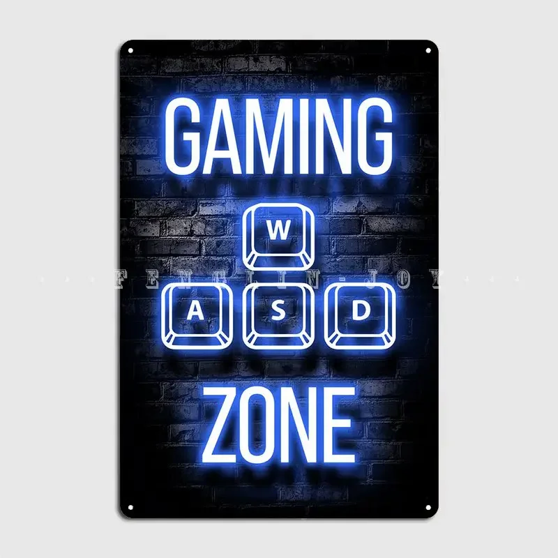 Pc Gaming Club - Wasd Pc Gaming Zone Zitat Metallschild