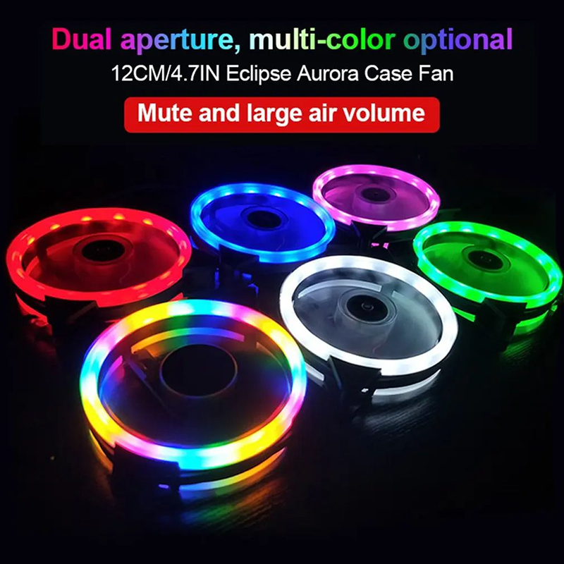 Pc Gaming Rgb - 12 cm Aurora doppelseitig beleuchteter Computergehäuselüfter,