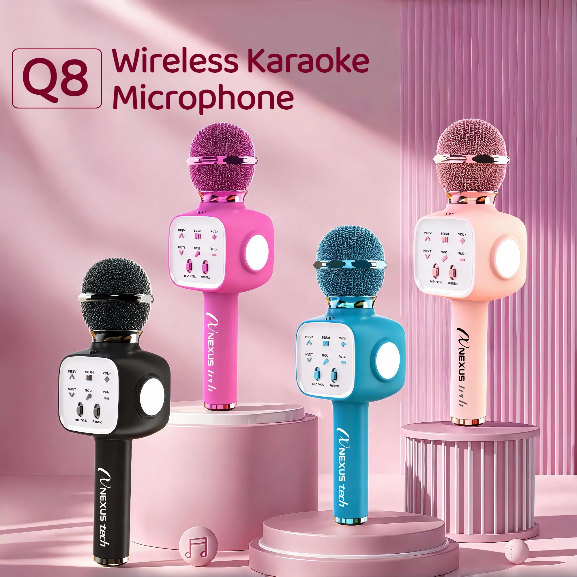 Rgb Light Strip - Kabelloses Bluetooth 5.2 Karaoke-Mikrofon, tragbarer Lautsprecher,