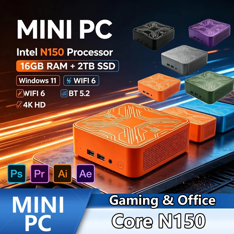 Pc Gaming Editing - Intel Core N150 Mini-PC, 32GB RAM