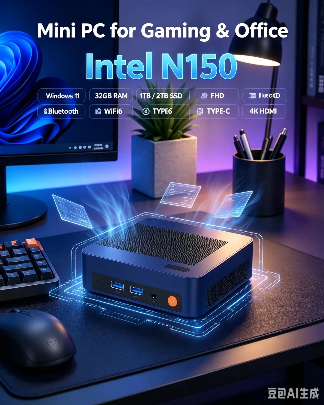 Mehrfarbiger Mini-PC Intel N15 – Pc Gaming Editing Bewertung und Preis