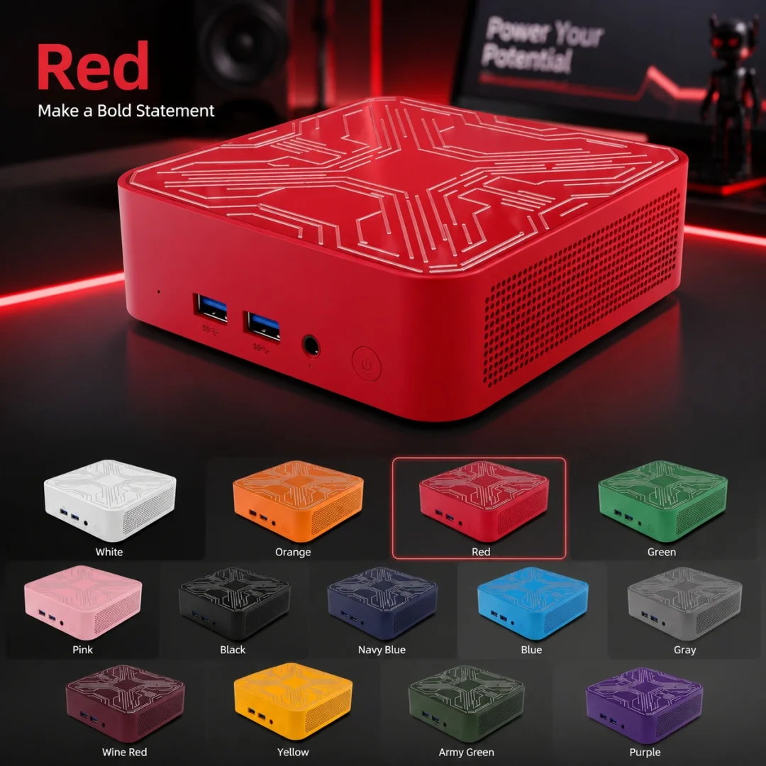 Roter, farbenfroher Mini-PC In – Pc Gaming Editing Bewertung und Preis