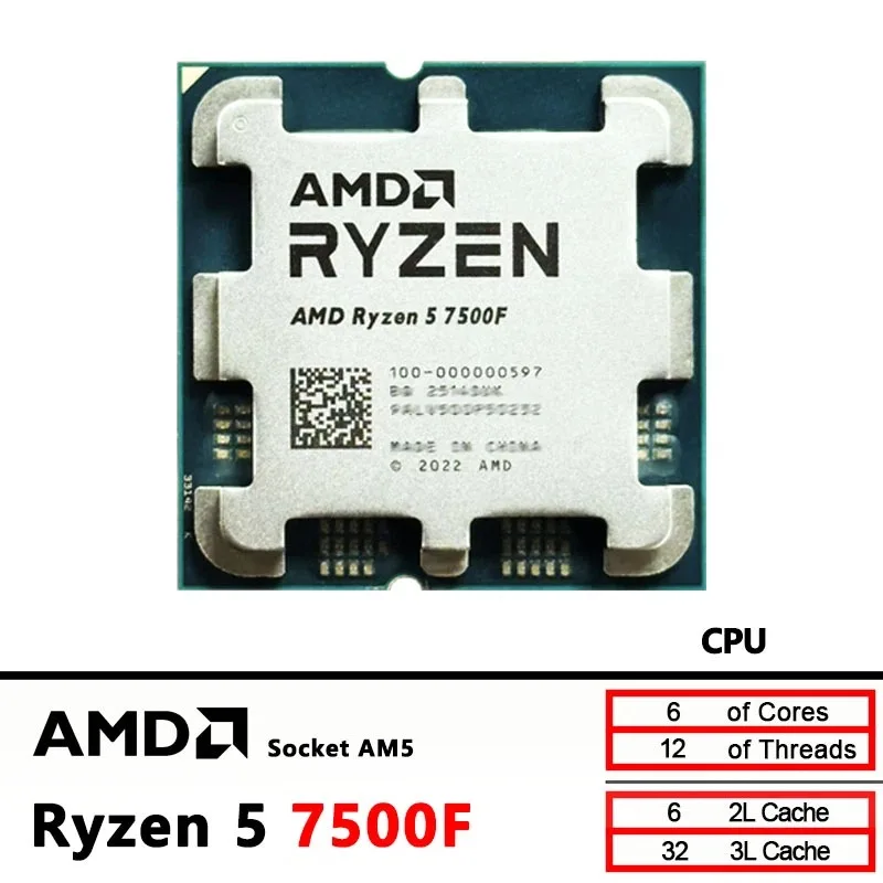 AMD Ryzen 5 7500F 6C12T Deskto – Pc Gaming Ryzen 5 Bewertung und Preis